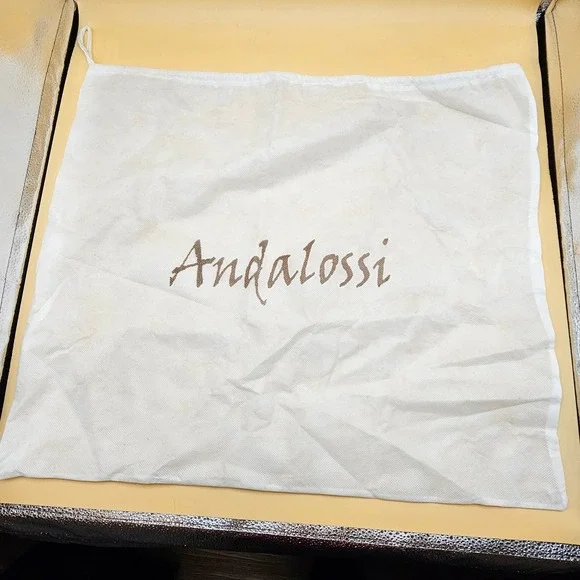 Andalossi Ostrich Embossed Leather Satchel Handbag With Lock‎ Charm and Dust Bag